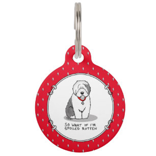 Verwöhnter Verrotteter Alter Englischer Schäferhun Haustiermarke