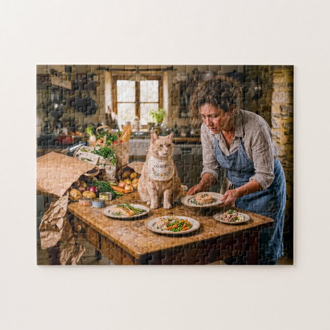 Verwöhntes Katzen-Gourmet-Buffet Puzzle (Horizontal)