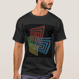 Verworfene und gesponnene gewundene Quadrate T-Shirt
