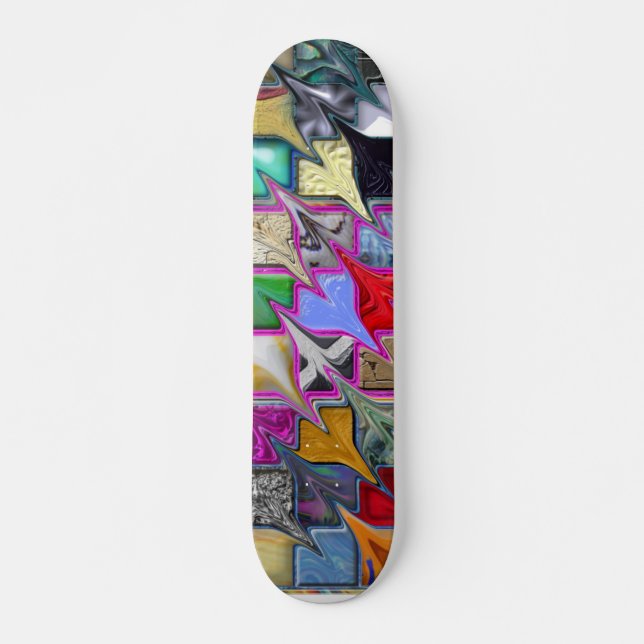 Verworfenes Muster-Art-buntes Skateboard (Vorne)