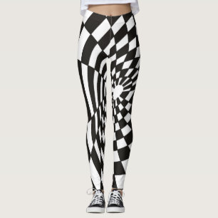 Verworfenes Schachbrett in Schwarzweiss Leggings