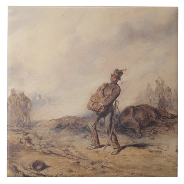 Verwundeter Soldat nach der Schlacht (Kriegsszene) Fliese (Vorderseite)