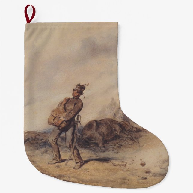 Verwundeter Soldat nach der Schlacht (Kriegsszene) Großer Weihnachtsstrumpf (Vorderseite)