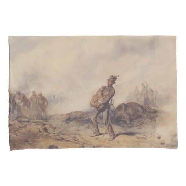 Verwundeter Soldat nach der Schlacht (Kriegsszene) Kissenbezug (Vorderseite-Rechts)