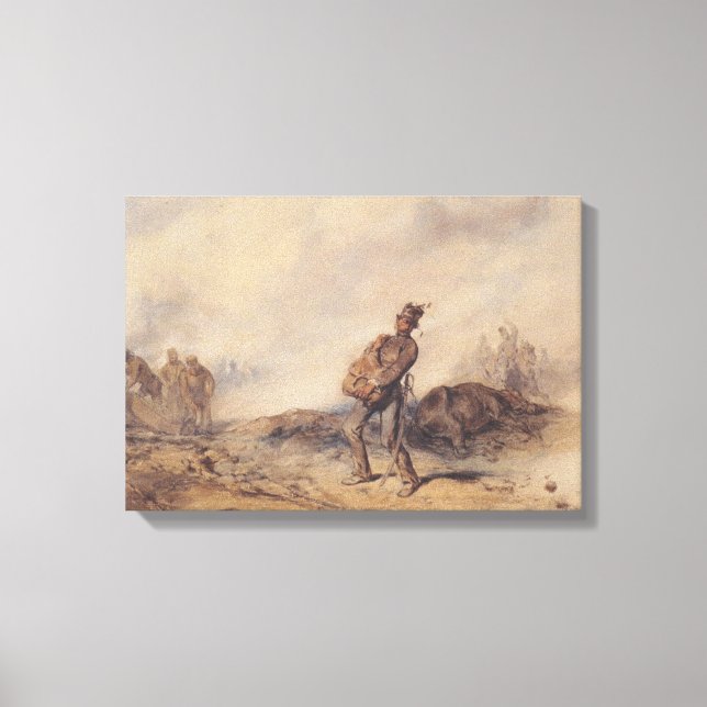 Verwundeter Soldat nach der Schlacht (Kriegsszene) Leinwanddruck (Vorderseite)