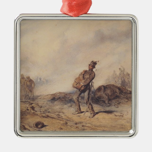 Verwundeter Soldat nach der Schlacht (Kriegsszene) Ornament Aus Metall (Vorne)