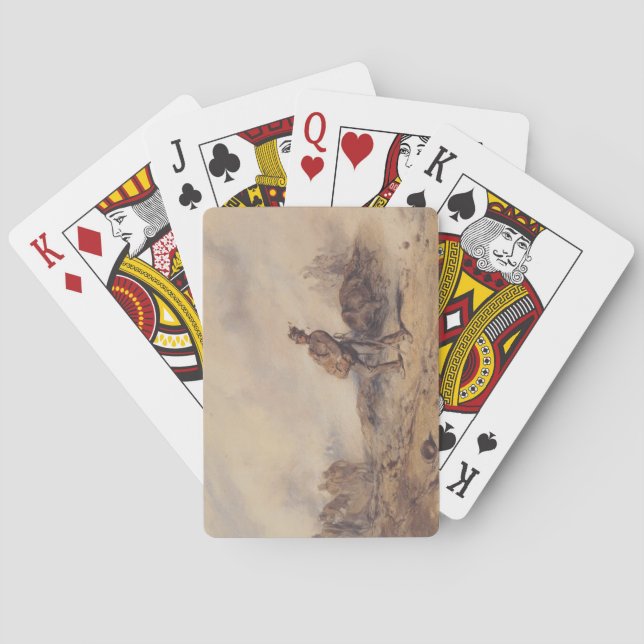 Verwundeter Soldat nach der Schlacht (Kriegsszene) Spielkarten (Rückseite)