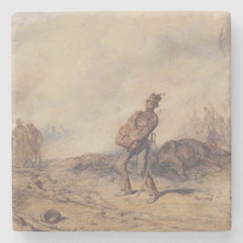 Verwundeter Soldat nach der Schlacht (Kriegsszene) Steinuntersetzer