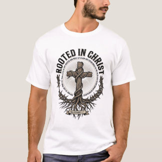 Verwurzelt in Christus Kreuz Vintage Engraving Chr T-Shirt