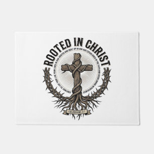 Verwurzelt in Christus Kreuz Vintage Gravur Christ Fußmatte