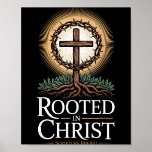 Verwurzelt in Christus T-Shirt Jesus Vintage Kreuz Poster