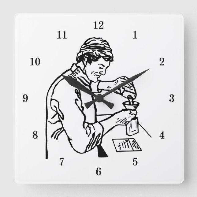 Very Cool Chemist Wall Clock Quadratische Wanduhr (Vorderseite)