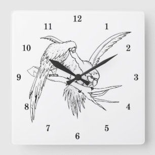 Very Cool Parrots Wall Clock Quadratische Wanduhr