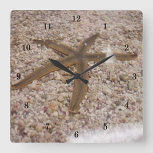 Very Cool Starfish Wall Clock Quadratische Wanduhr