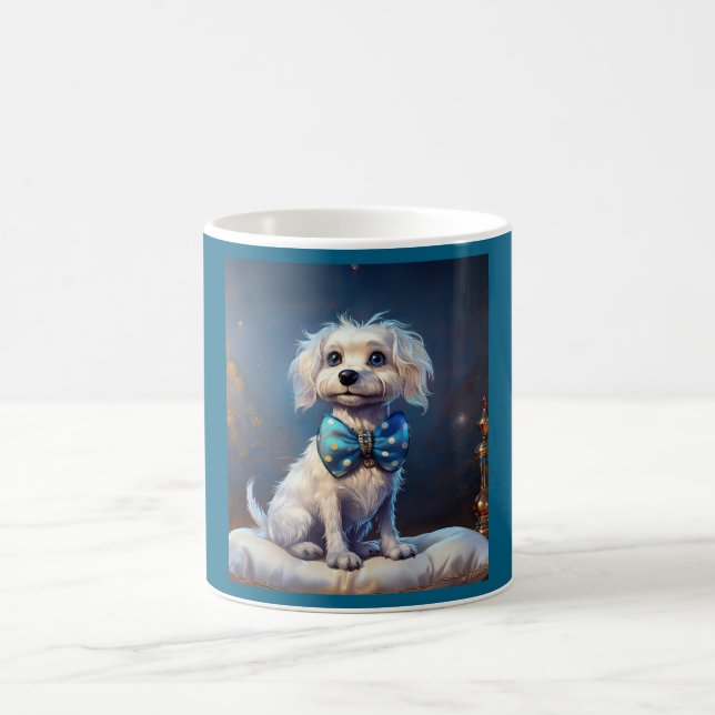 Very Cute Lil Doggie With Blue Bow Tie Kaffeetasse (Mittel)