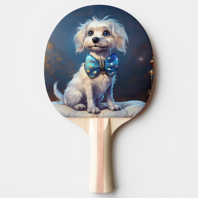 Very Cute Lil Doggie With Blue Bow Tie Tischtennis Schläger (Vorderseite)