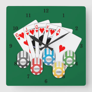 Very Fun Royal Straight Flush Casino Wall Clock Quadratische Wanduhr