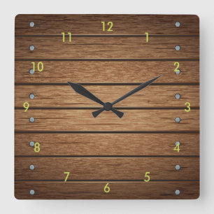 Very Fun Simulated Wood Plank Wall Clock Quadratische Wanduhr