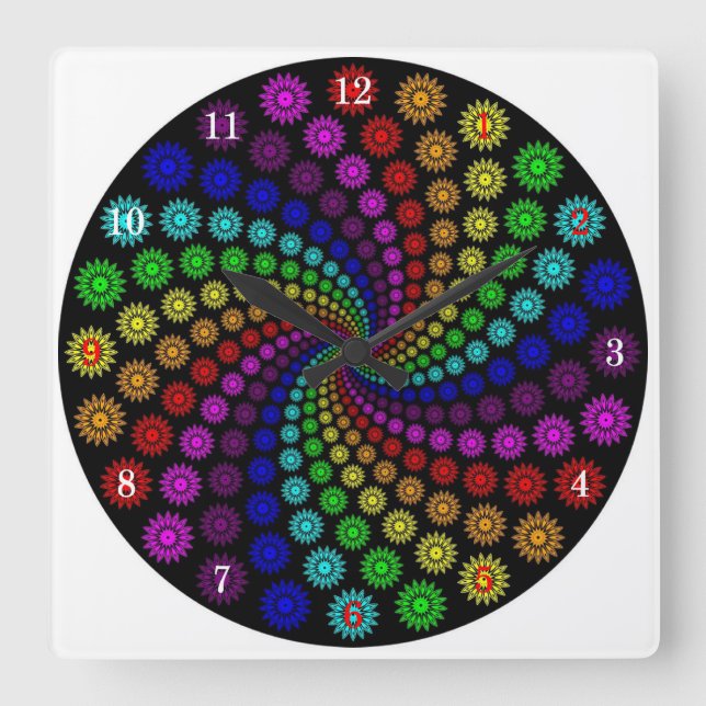 Very Fun Vortex Wall Clock Quadratische Wanduhr (Vorderseite)