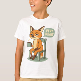 Very Funny | Grumpy Fox with Coffee Sarcastic T-Shirt