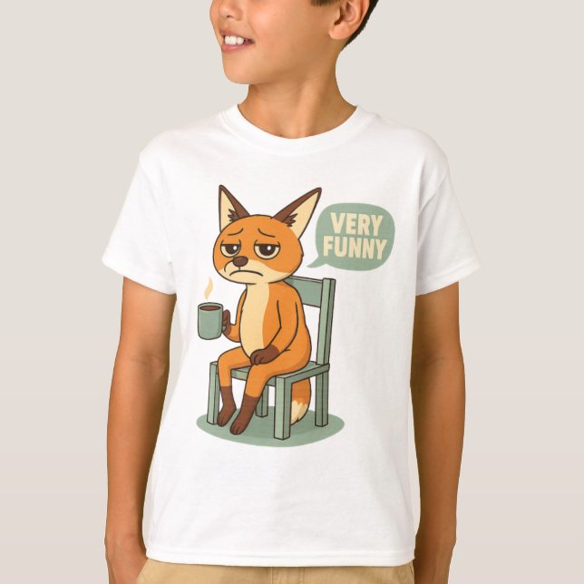 Very Funny | Grumpy Fox with Coffee Sarcastic T-Shirt (Vorderseite)