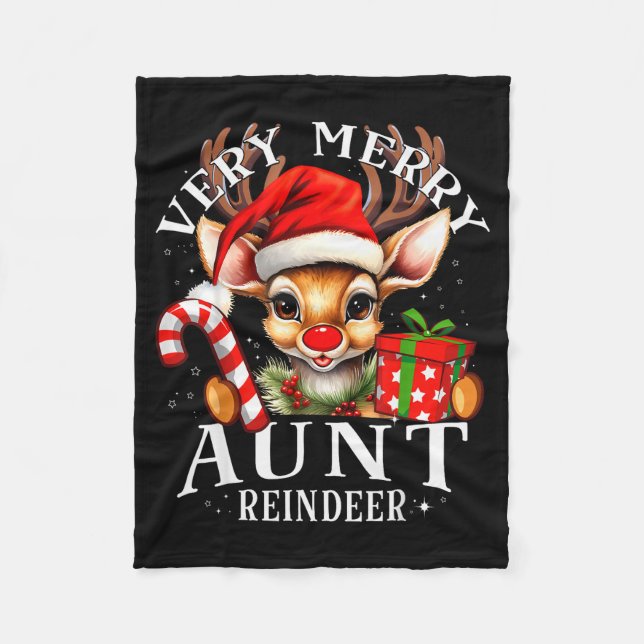 Very Merry Aunt Reindeer Matching Christmas  Fleecedecke (Vorderseite)