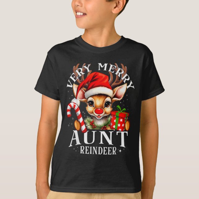 Very Merry Aunt Reindeer Matching Christmas  T-Shirt (Vorderseite)
