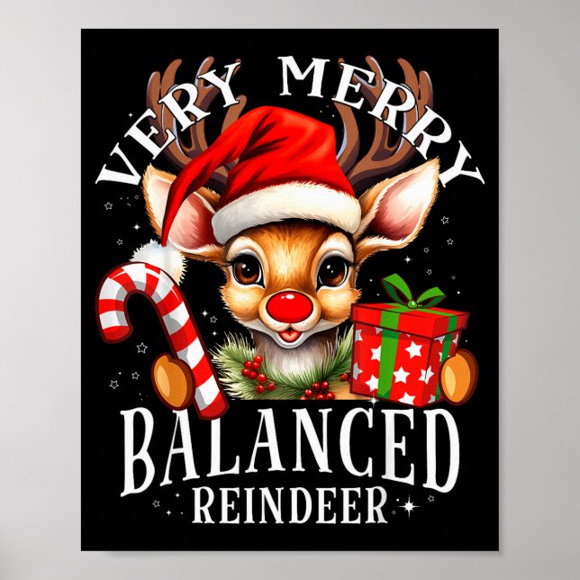 Very Merry Balanced Reindeer Matching Christmas  Poster (Vorne)