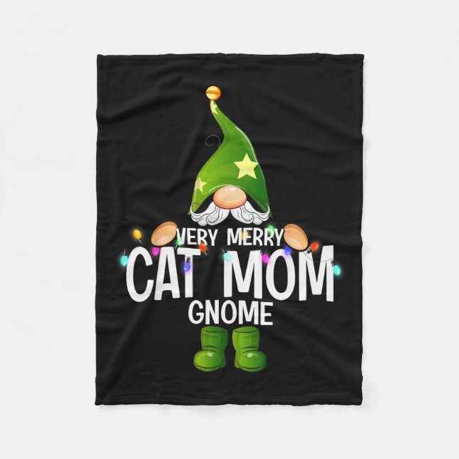 Very Merry Cat Mom Gnome Christmas Matching  Fleecedecke (Vorderseite)