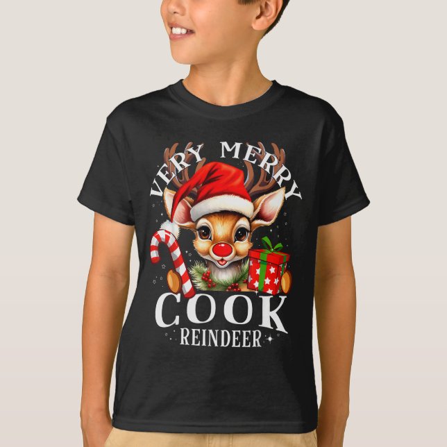 Very Merry Cook Reindeer Matching Christmas  T-Shirt (Vorderseite)