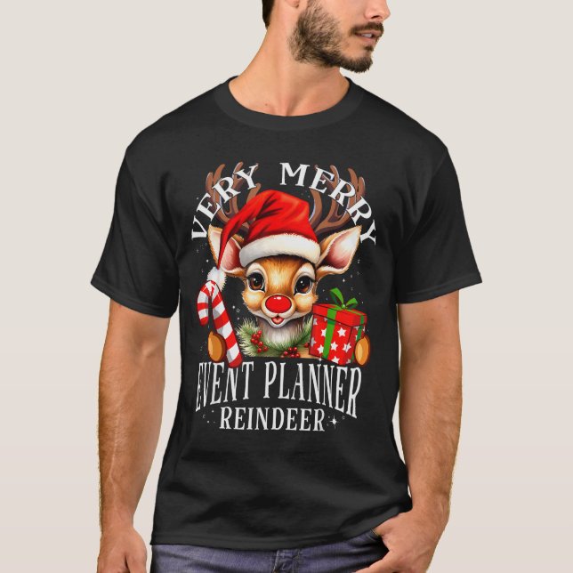 Very Merry Event Planner Reindeer Matching Christm T-Shirt (Vorderseite)