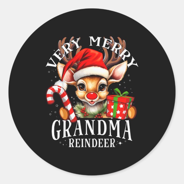 Very Merry Grandma Reindeer Matching Christmas  Runder Aufkleber (Vorderseite)