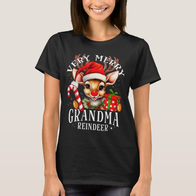 Very Merry Grandma Reindeer Matching Christmas  T-Shirt (Vorderseite)