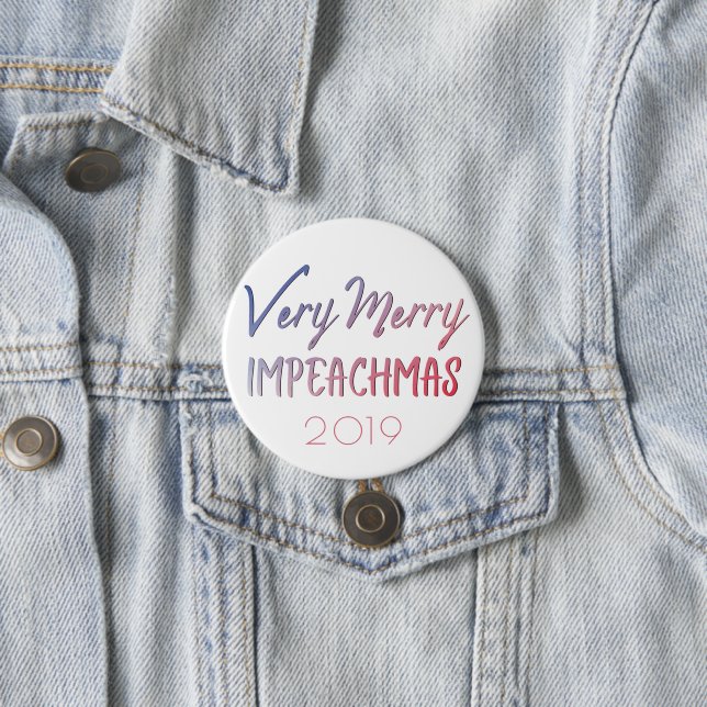 Very Merry Impeachmas Red White Blue Impeachment Button (Beispiel)