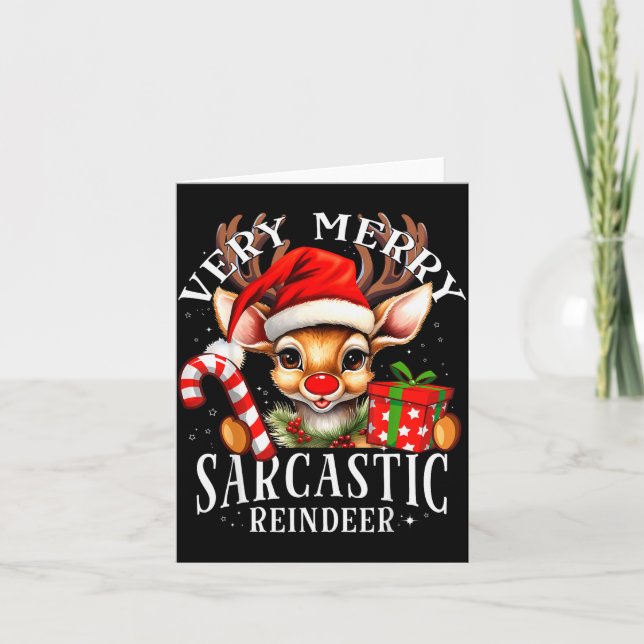 Very Merry Sarcastic Reindeer Matching Christmas  Karte (Vorderseite)