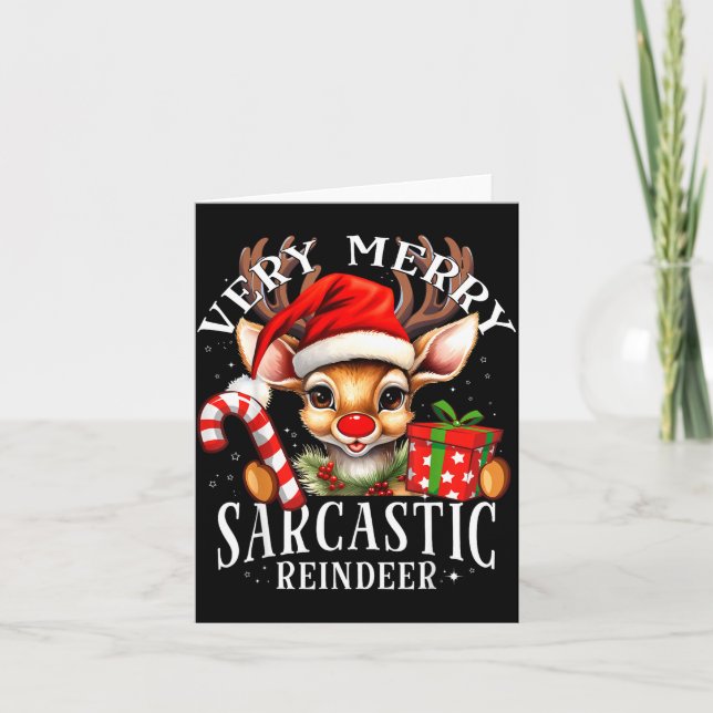 Very Merry Sarcastic Reindeer Matching Christmas  Karte (Vorderseite)