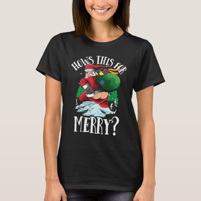Very naughty Santa List Merry Jolly Christmas T-Shirt (Vorderseite)