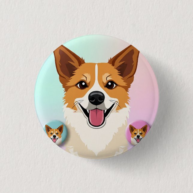 Very nice and cute dog design on  button (Vorderseite)