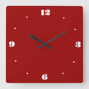 Very Plain Red and White > Kitchen Clocks Quadratische Wanduhr