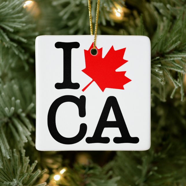Very Polite Red Black I Love Canada Maple Leaf Keramikornament (Baum)