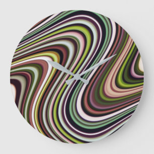 Very Unique Multi-Color Curvy Line Pattern Große Wanduhr