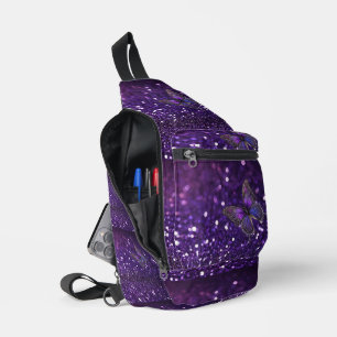 Verzaubernde Eleganz: Der lila Schmetterling mit F Crossbody Bag