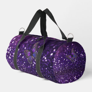 Verzaubernde Eleganz: Der lila Schmetterling mit F Duffle Bag