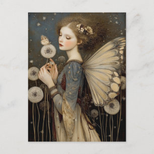 Verzaubernde Fantasy-Fee und Löwenzahn Magische Ku Postkarte