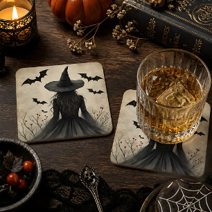 Verzaubernde Halloween-Hexe  Rechteckiger Pappuntersetzer