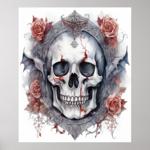 Verzaubernde Halloween-Vampir-Schädel-Kunst Poster