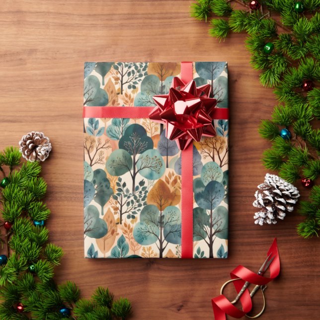 Verzaubernde Herbstbäume Geschenkpapier (Feiertagsgeschenk)