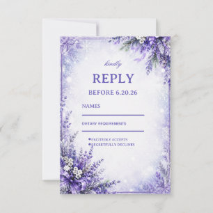 Verzaubernde Lavendel-Frost-Winter-Harmonie RSVP Karte