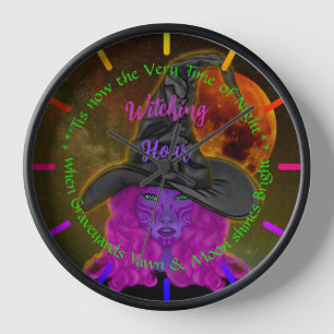 Verzaubernde Mitternachtsmagie Lila Hexe Uhr