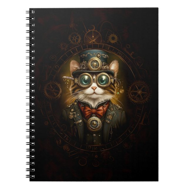 Verzaubernde Niedliche Steampunk-Katze G6 Dekoupag Notizblock (Vorderseite)